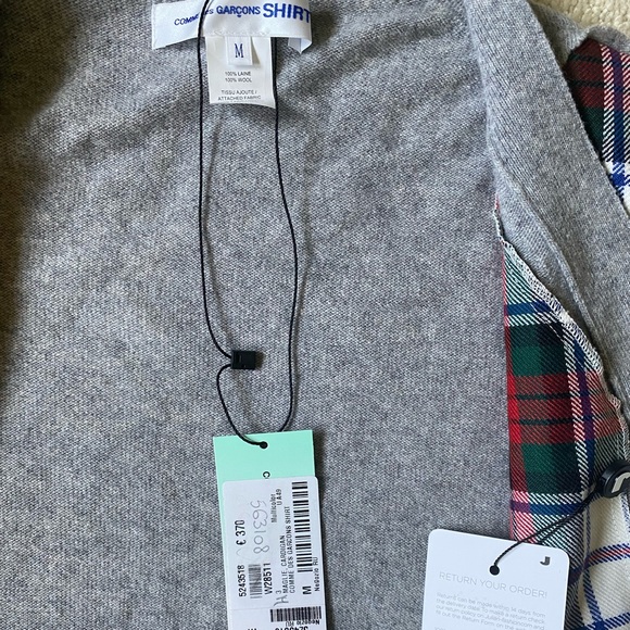 Comme des Garcons Shirt Maglie Gray Red Plaid wool cardigan medium - Picture 2 of 7